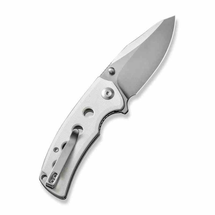 Couteau Sencut Excalis White G10 Lame Acier 9Cr18MoV Tanto Reverse Satin IKBS Liner Lock Clip S230682 - Livraison Gratuite