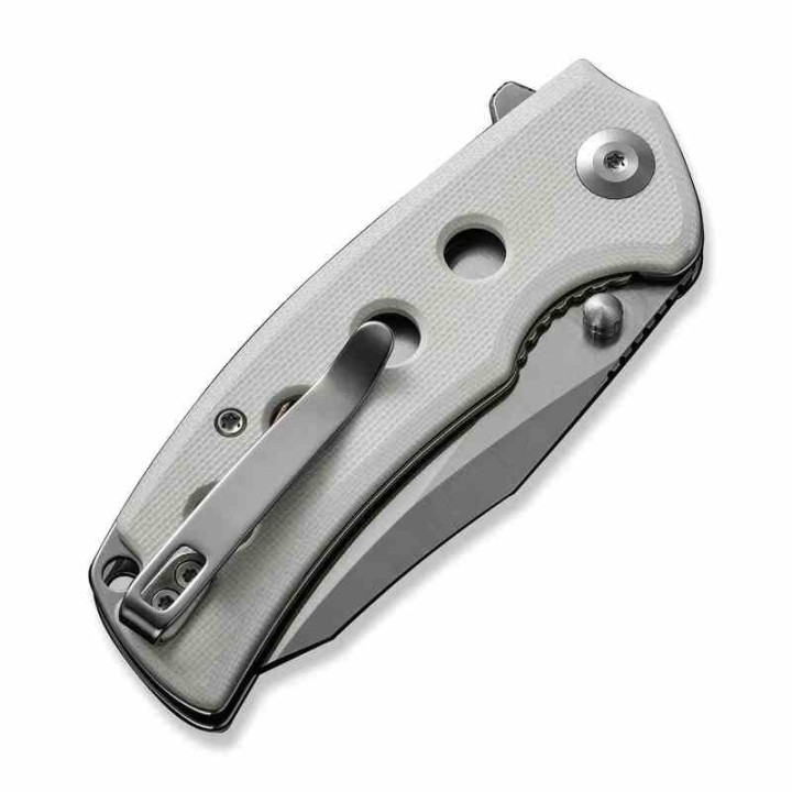 Couteau Sencut Excalis White G10 Lame Acier 9Cr18MoV Tanto Reverse Satin IKBS Liner Lock Clip S230682 - Livraison Gratuite