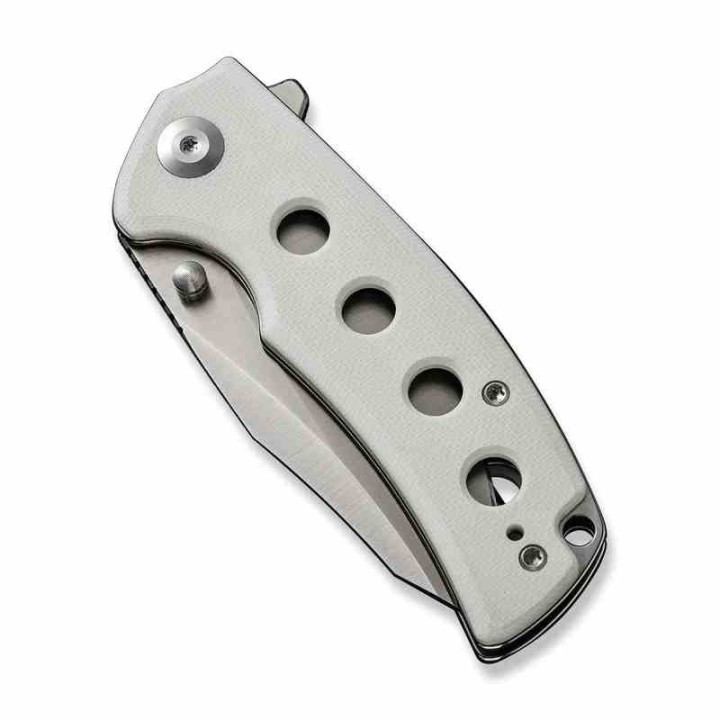 Couteau Sencut Excalis White G10 Lame Acier 9Cr18MoV Tanto Reverse Satin IKBS Liner Lock Clip S230682 - Livraison Gratuite