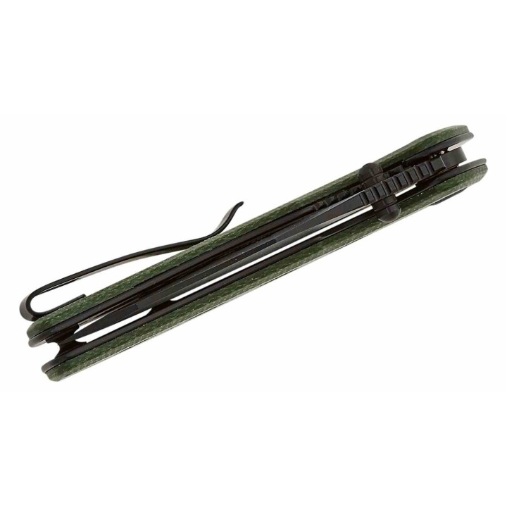 Couteau Sencut Excalis Green Micarta Lame Acier 9Cr18MoV Tanto Reverse Blk IKBS Liner Lock Clip S230683 - Livraison Gratuite