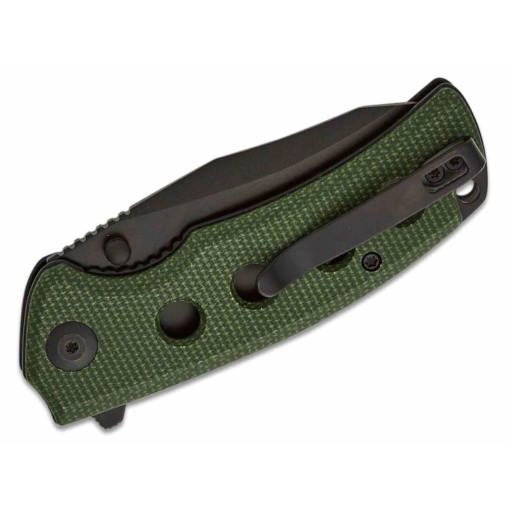 Couteau Sencut Excalis Green Micarta Lame Acier 9Cr18MoV Tanto Reverse Blk IKBS Liner Lock Clip S230683 - Livraison Gratuite