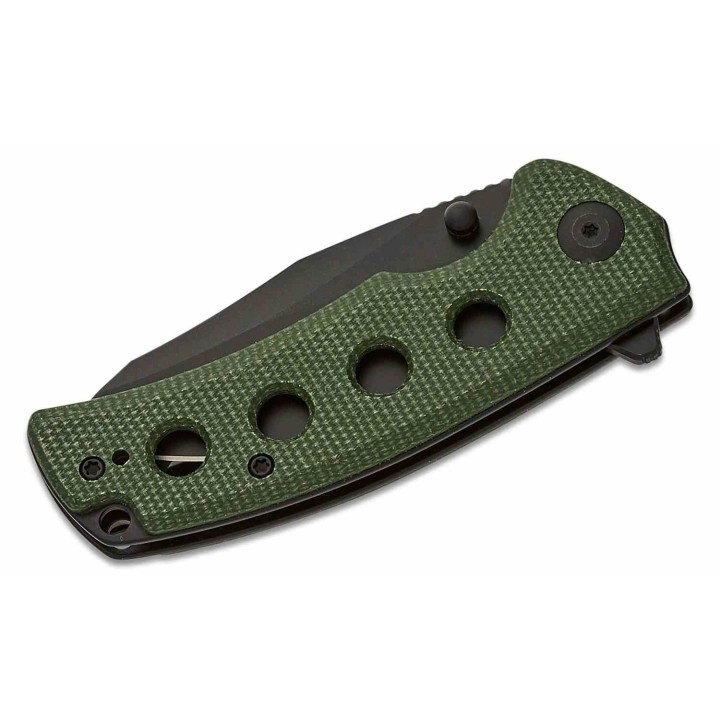 Couteau Sencut Excalis Green Micarta Lame Acier 9Cr18MoV Tanto Reverse Blk IKBS Liner Lock Clip S230683 - Livraison Gratuite