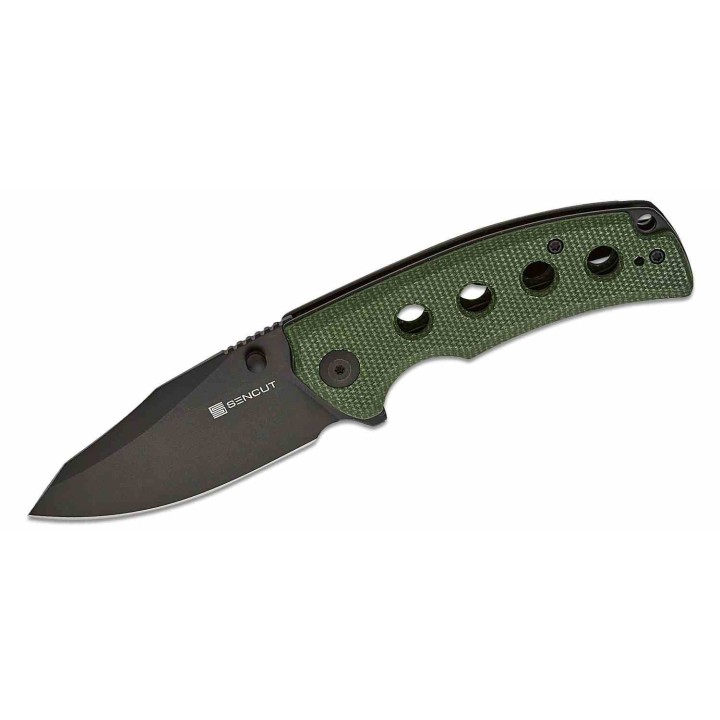 Couteau Sencut Excalis Green Micarta Lame Acier 9Cr18MoV Tanto Reverse Blk IKBS Liner Lock Clip S230683 - Livraison Gratuite