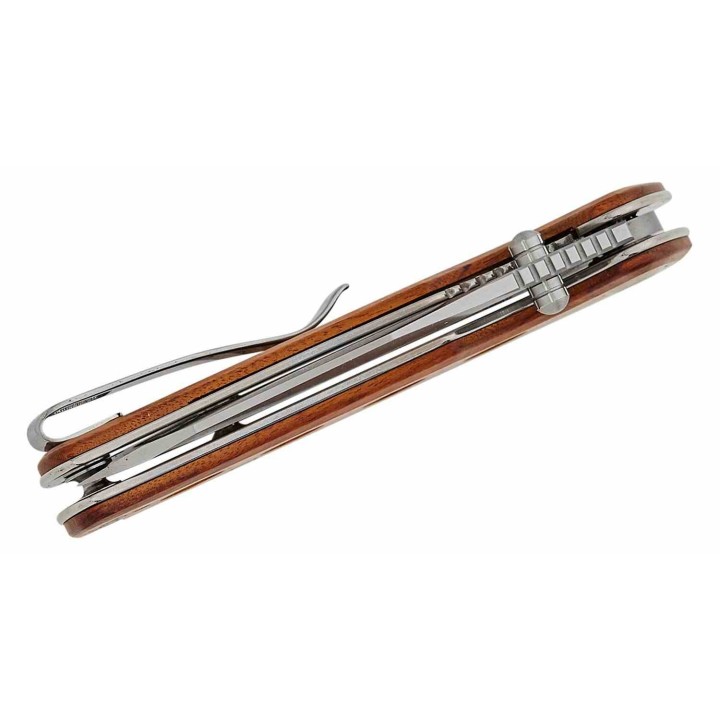 Couteau Sencut Excalis Guibourtia Lame Acier 9Cr18MoV Tanto Reverse Satin IKBS Liner Lock Clip S230684 - Livraison Gratuite