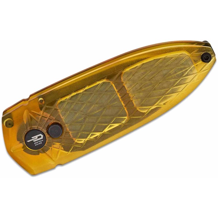 Couteau Bestech Ququ Yellow Lame Acier 14C28N Black Manche Ultem Button Lock IKBS Clip BTKG57D2 - Livraison Gratuite
