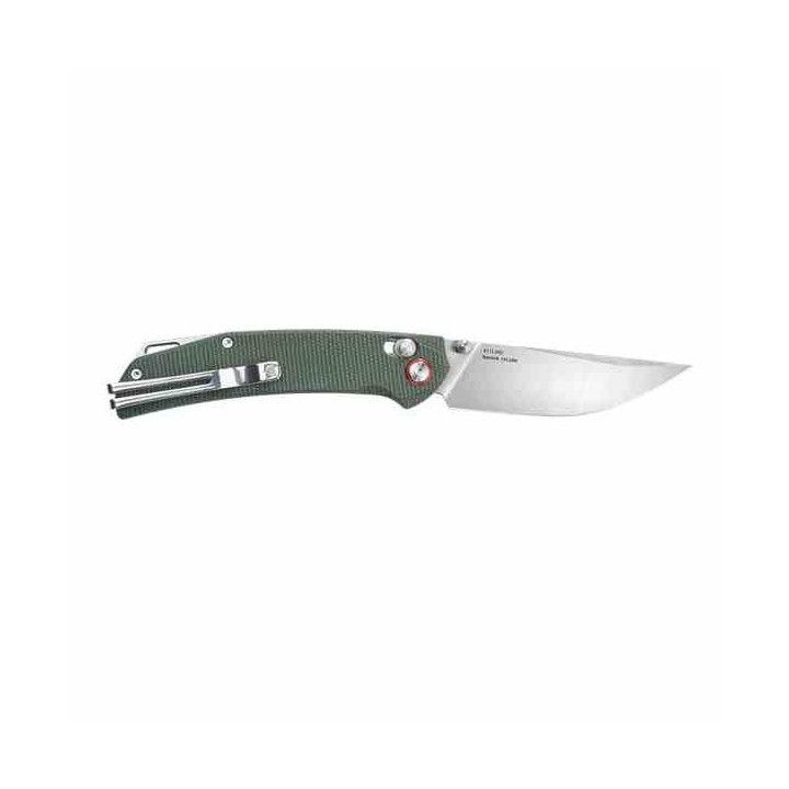 Couteau SRM Knives 411L-MG Green Manche Micarta Lame Acier 14C28N IKBS Ambi Lock Clip SRM411LMG - Livraison Gratuite