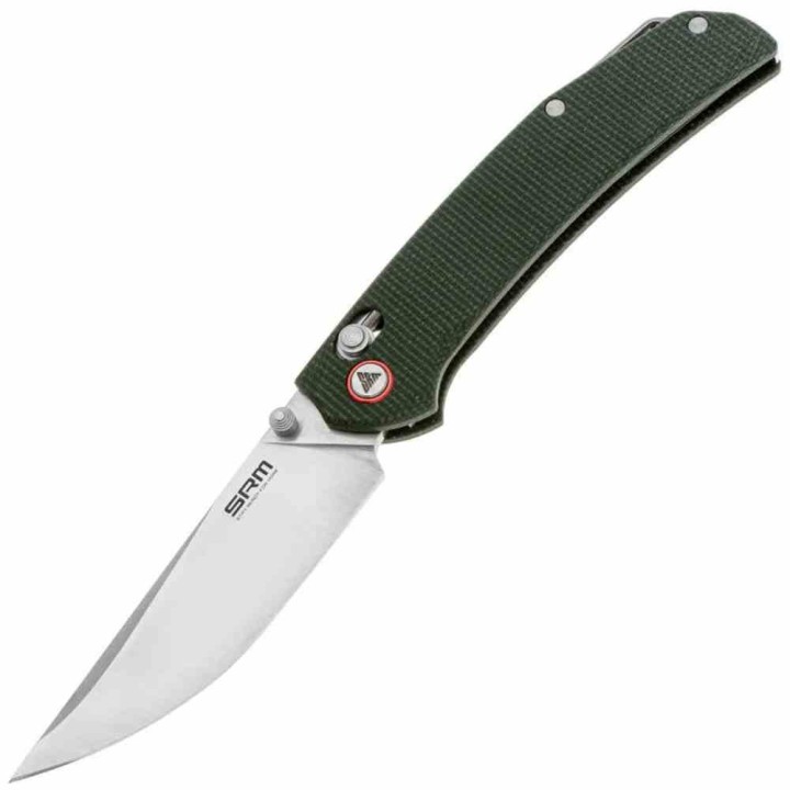 Couteau SRM Knives 411L-MG Green Manche Micarta Lame Acier 14C28N IKBS Ambi Lock Clip SRM411LMG - Livraison Gratuite