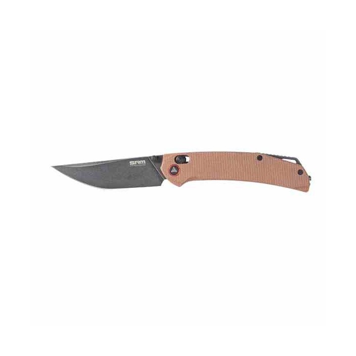 Couteau SRM Knives 411L-MN Dark Earth Manche Micarta Lame Acier 14C28N IKBS Ambi Lock Clip SRM411LMN - Livraison Gratuite