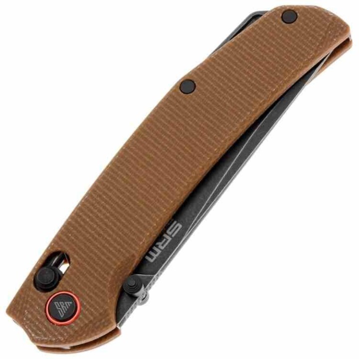 Couteau SRM Knives 411L-MN Dark Earth Manche Micarta Lame Acier 14C28N IKBS Ambi Lock Clip SRM411LMN - Livraison Gratuite