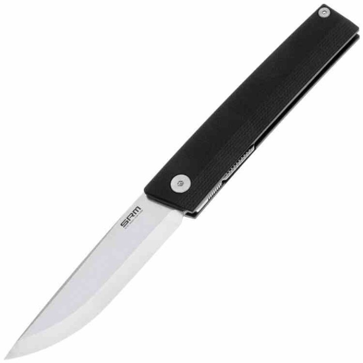 Couteau SRM Knives 401L-GB Black Manche G10 Lame Acier 10Cr15CoMov IKBS Linerlock Clip SRM401LGB - Livraison Gratuite