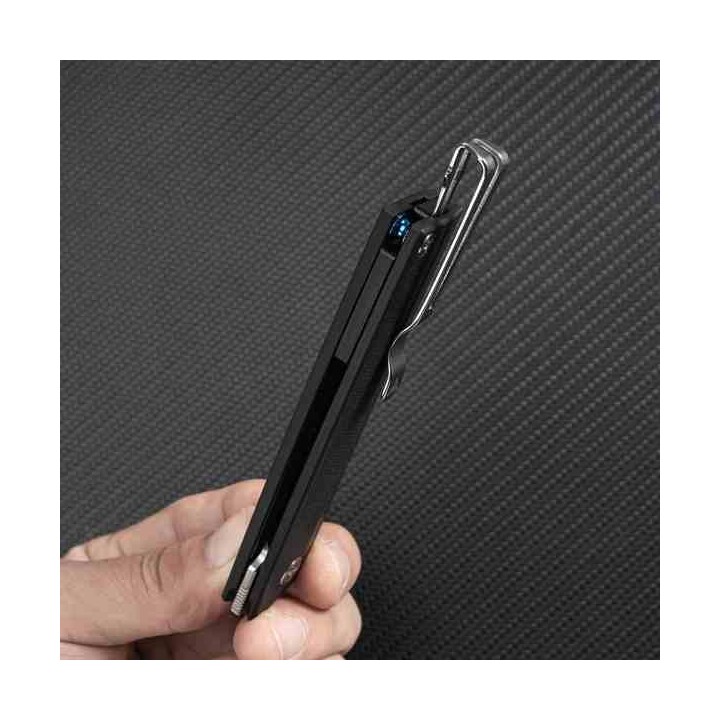 Couteau SRM Knives 401L-GB Black Manche G10 Lame Acier 10Cr15CoMov IKBS Linerlock Clip SRM401LGB - Livraison Gratuite