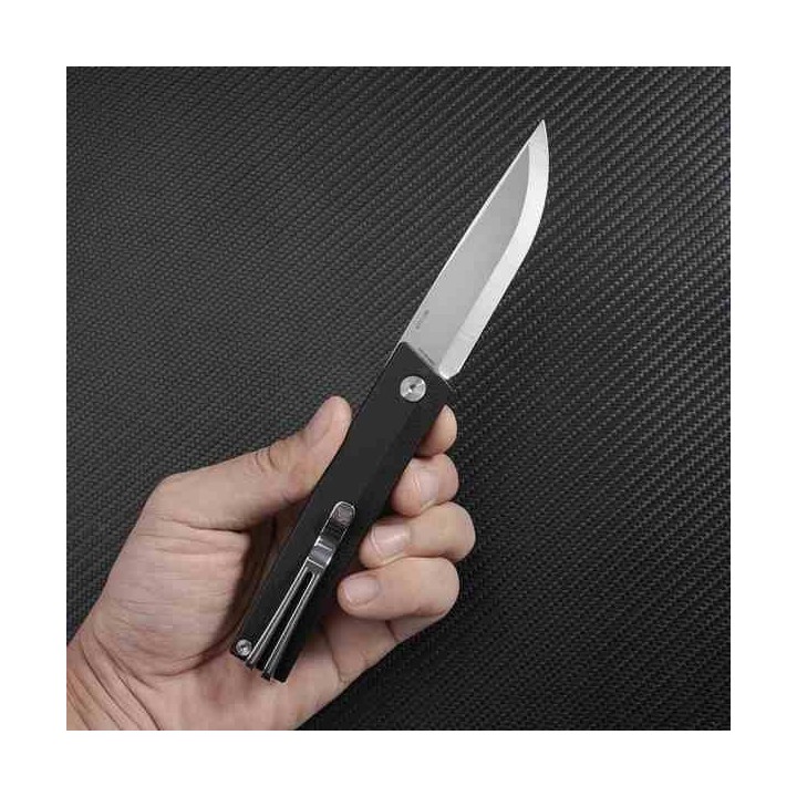 Couteau SRM Knives 401L-GB Black Manche G10 Lame Acier 10Cr15CoMov IKBS Linerlock Clip SRM401LGB - Livraison Gratuite
