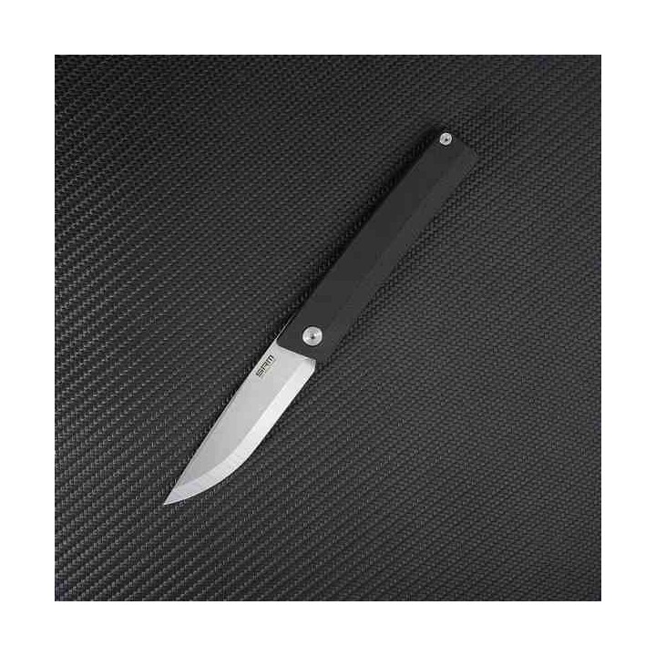 Couteau SRM Knives 401L-GB Black Manche G10 Lame Acier 10Cr15CoMov IKBS Linerlock Clip SRM401LGB - Livraison Gratuite