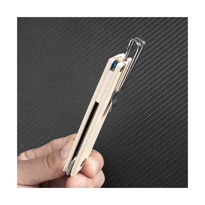 Couteau SRM Knives 401L-GT Tan Manche G10 Lame Acier 10Cr15CoMov IKBS Linerlock Clip SRM401LGT - Livraison Gratuite