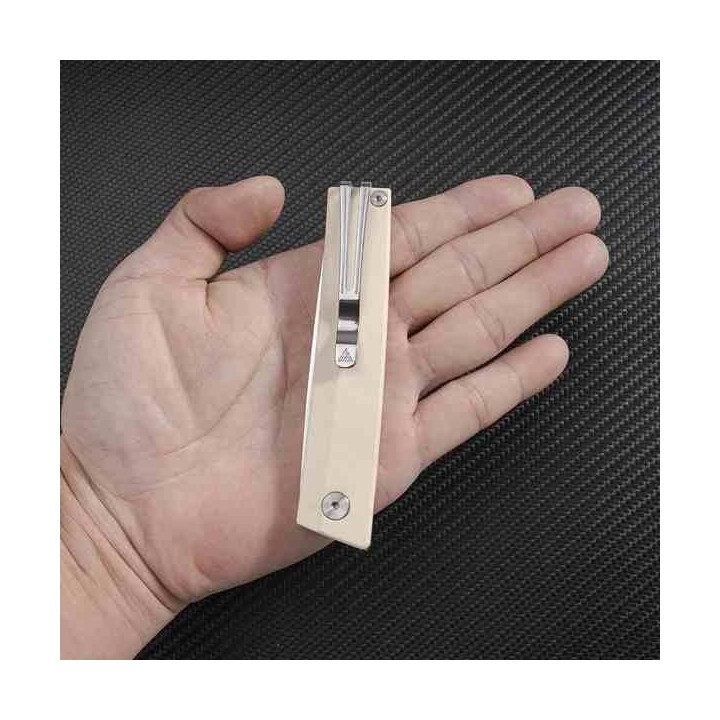 Couteau SRM Knives 401L-GT Tan Manche G10 Lame Acier 10Cr15CoMov IKBS Linerlock Clip SRM401LGT - Livraison Gratuite