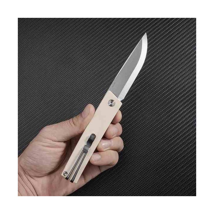 Couteau SRM Knives 401L-GT Tan Manche G10 Lame Acier 10Cr15CoMov IKBS Linerlock Clip SRM401LGT - Livraison Gratuite