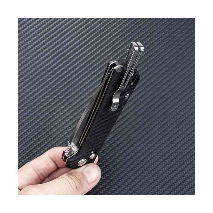 Couteau SRM Knives 168L-GB Black Manche G10 Lame Acier D2 IKBS Ambi Lock Clip SRM168LGB - Livraison Gratuite