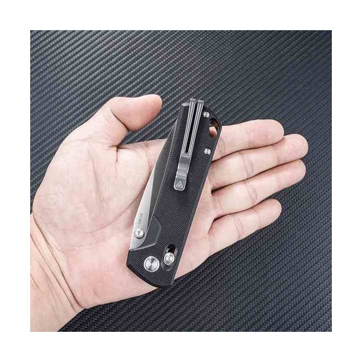 Couteau SRM Knives 168L-GB Black Manche G10 Lame Acier D2 IKBS Ambi Lock Clip SRM168LGB - Livraison Gratuite