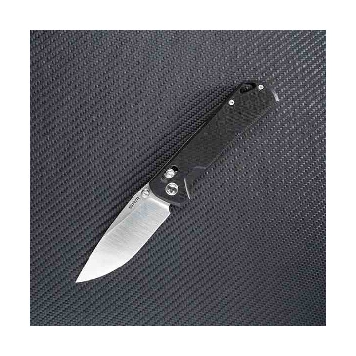 Couteau SRM Knives 168L-GB Black Manche G10 Lame Acier D2 IKBS Ambi Lock Clip SRM168LGB - Livraison Gratuite
