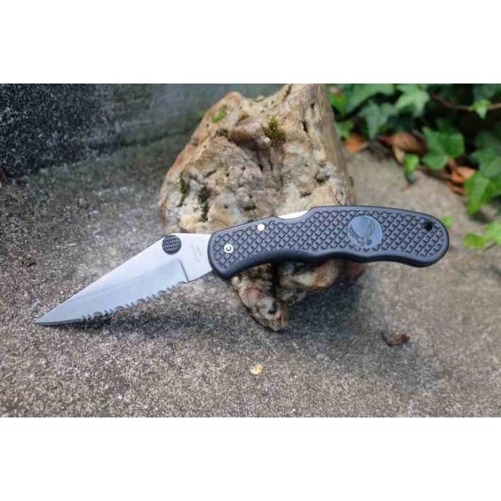 Couteau Tactical EDC Lame Serrated Acier Inox Manche FRN Locback CLip TacticalF125 - Livraison Gratuite
