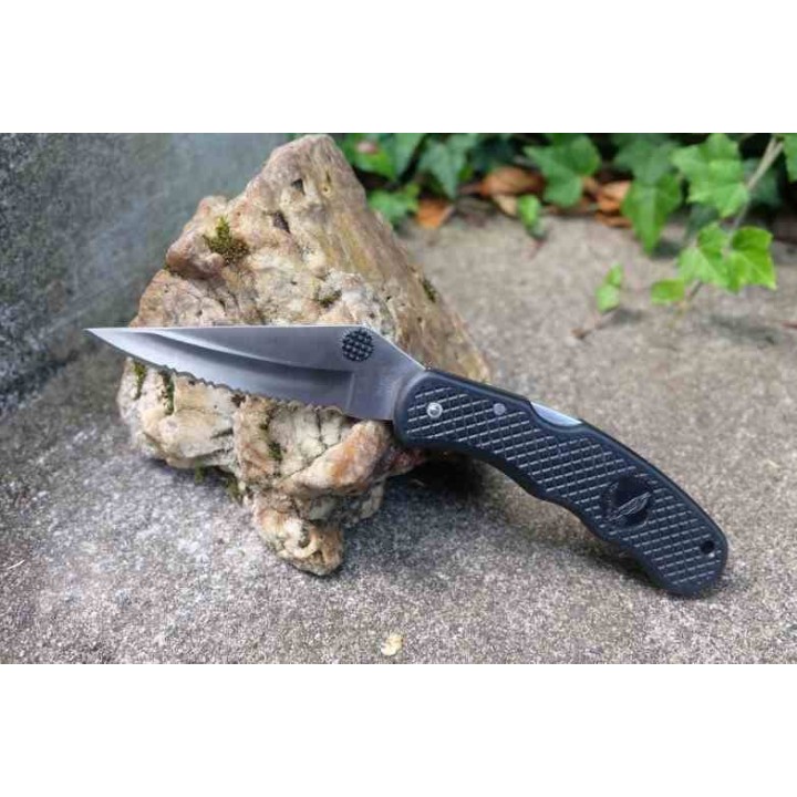Couteau Tactical EDC Lame Serrated Acier Inox Manche FRN Locback CLip TacticalF125 - Livraison Gratuite
