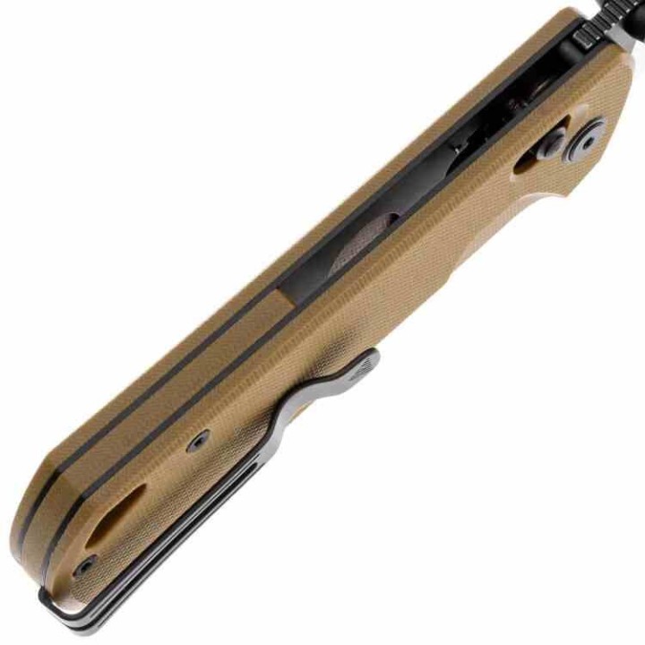 Couteau SRM Knives 168L-GW Tan Manche G10 Lame Acier D2 IKBS Ambi Lock Clip SRM168LGW - Livraison Gratuite