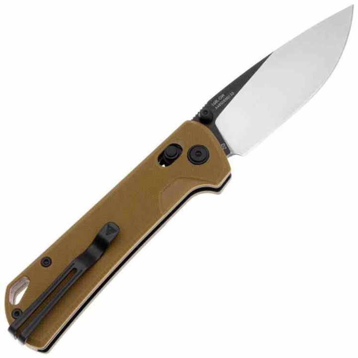 Couteau SRM Knives 168L-GW Tan Manche G10 Lame Acier D2 IKBS Ambi Lock Clip SRM168LGW - Livraison Gratuite