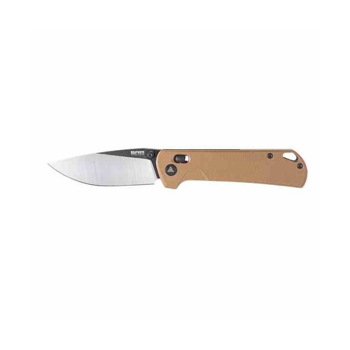 Couteau SRM Knives 168L-GW Tan Manche G10 Lame Acier D2 IKBS Ambi Lock Clip SRM168LGW - Livraison Gratuite