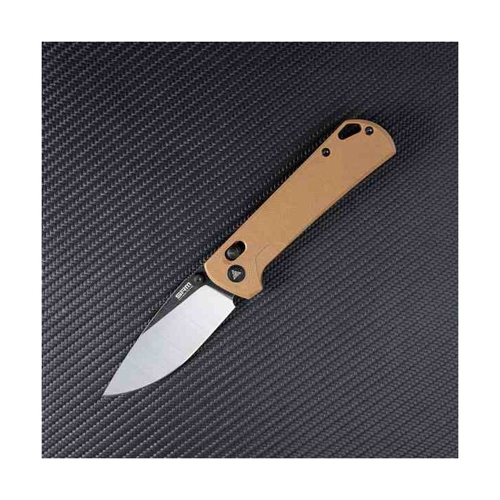 Couteau SRM Knives 168L-GW Tan Manche G10 Lame Acier D2 IKBS Ambi Lock Clip SRM168LGW - Livraison Gratuite