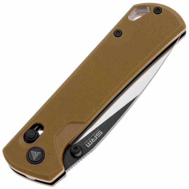 Couteau SRM Knives 168L-GW Tan Manche G10 Lame Acier D2 IKBS Ambi Lock Clip SRM168LGW - Livraison Gratuite