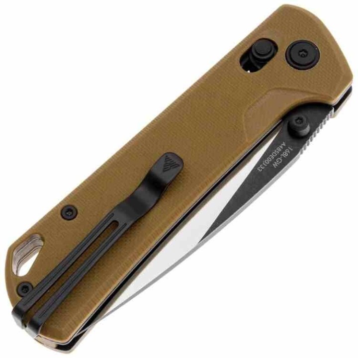 Couteau SRM Knives 168L-GW Tan Manche G10 Lame Acier D2 IKBS Ambi Lock Clip SRM168LGW - Livraison Gratuite