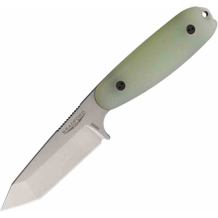 Couteau Bradford Guardian 3.5 Tanto Ghost Manche G10 Lame Acier M390 Etui Cuir Made USA BRAD35T107 - Livraison Gratuite