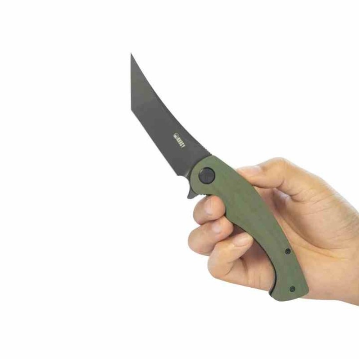 Couteau Kubey Scimitar Green Manche G10 Lame Tanto Acier 14C28N BLK IKBS Linerlock Clip KUB175B - Livraison Gratuite
