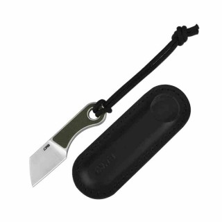 Couteau de Cou CJRB Chip Green Manche G10 Lame Cleaver Acier AR-RPM9 Etui Cuir J1939GN - Livraison Gratuite