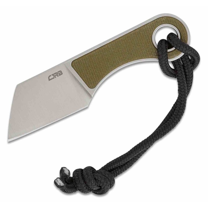 Couteau de Cou CJRB Chip Green Manche G10 Lame Cleaver Acier AR-RPM9 Etui Cuir J1939GN - Livraison Gratuite