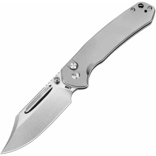 Couteau CJRB Pyrite Bowie Manche Titane Lame Acier AR-RPM9 IKBS Button Lock Clip J1942TI - Livraison Gratuite