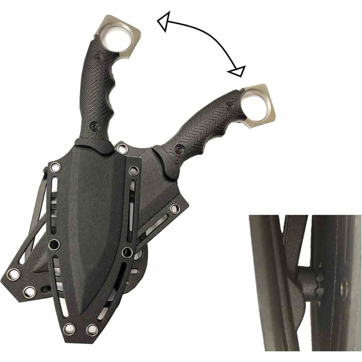Couteau Elitedge Tactical Black Lame Acier 420C Manche Synthetic Etui Plastic EE20677BK - Livraison Gratuite