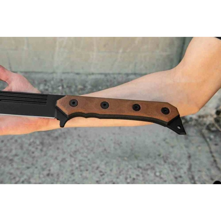 Sabre TOPS CUMA KAGE Lame Acier Carbone 1095 Manche Tan Micarta Kydex Made USA TPKAGE01 - Livraison Gratuite
