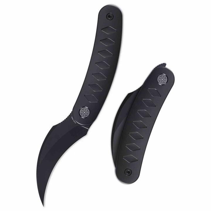 Couteau Cavol Kage Black Titane Handle Lame Acier M390 IKBS Linerlock Etui Cuir CVLC03DW - Livraison Gratuite