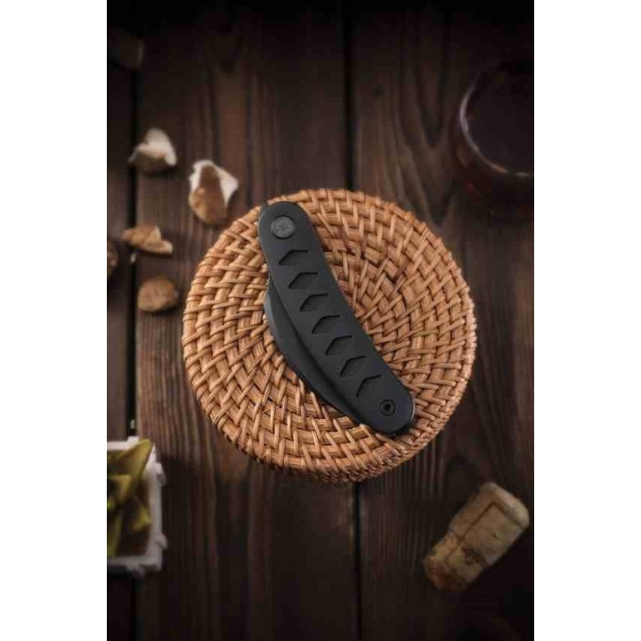 Couteau Cavol Kage Black Titane Handle Lame Acier M390 IKBS Linerlock Etui Cuir CVLC03DW - Livraison Gratuite