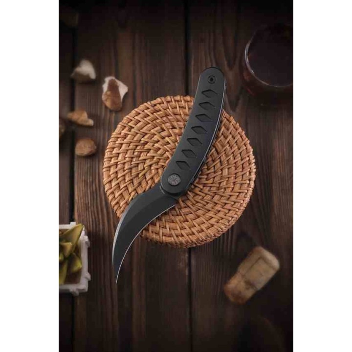 Couteau Cavol Kage Black Titane Handle Lame Acier M390 IKBS Linerlock Etui Cuir CVLC03DW - Livraison Gratuite