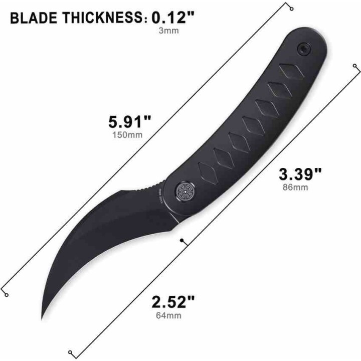Couteau Cavol Kage Black Titane Handle Lame Acier M390 IKBS Linerlock Etui Cuir CVLC03DW - Livraison Gratuite