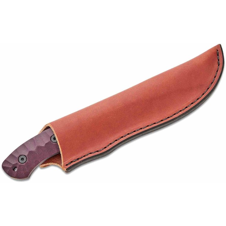 Couteau ESEE JG5-LM Camp-Lore Burgundy Lame Acier Carbone 1095 Manche Micarta Etui Cuir Made USA ESJG5LM - Livraison Gratuite