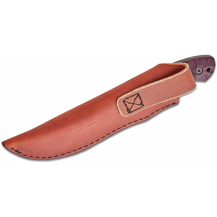Couteau ESEE JG5-LM Camp-Lore Burgundy Lame Acier Carbone 1095 Manche Micarta Etui Cuir Made USA ESJG5LM - Livraison Gratuite
