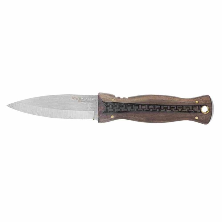 Couteau Condor Bushscot Lame Acier 14C28N Drop Point Manche Noyer Etui Cuir Made El Salvador CTK104033WSK - Livraison Gratuite