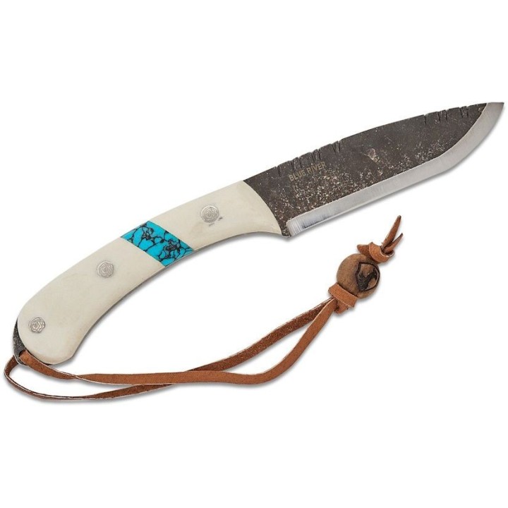 Couteau Condor Blue River White Manche Micarta Lame Acier 1095 Carbone Etui Cuir Made Salvador CTK282543MHC - Livraison Gratuite