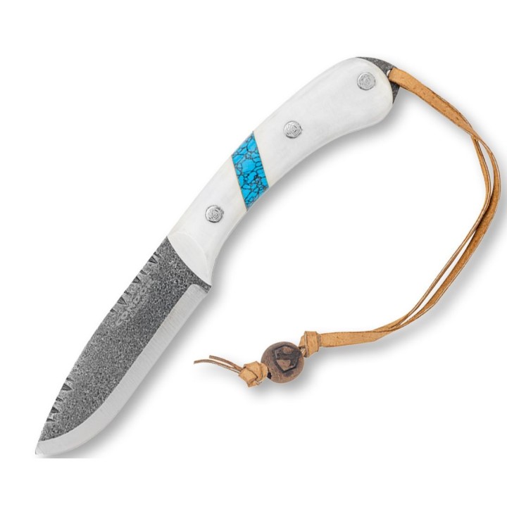 Couteau Condor Blue River White Manche Micarta Lame Acier 1095 Carbone Etui Cuir Made Salvador CTK282543MHC - Livraison Gratuite