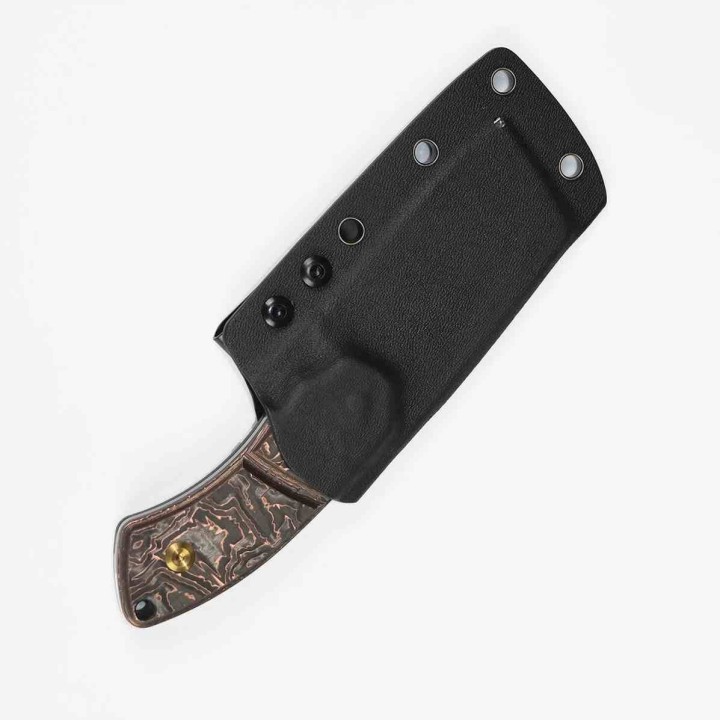 Couteau Kansept Korvid S Lame Acier 14C28N Stonewash Cleaver Manche Copper CF Etui Kydex KG2030A7 - Livraison Gratuite