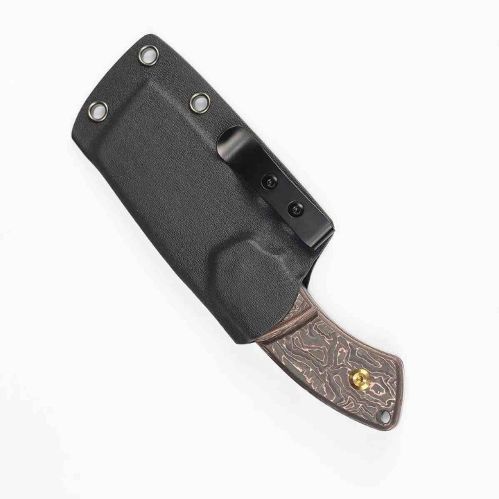 Couteau Kansept Korvid S Lame Acier 14C28N Stonewash Cleaver Manche Copper CF Etui Kydex KG2030A7 - Livraison Gratuite