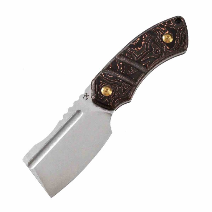 Couteau Kansept Korvid S Lame Acier 14C28N Stonewash Cleaver Manche Copper CF Etui Kydex KG2030A7 - Livraison Gratuite